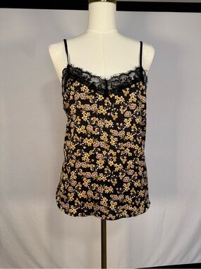 Satiny Floral and Lace Cami Large